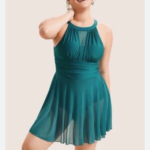 BloomChic Forest Green Chiffon Swim Dress